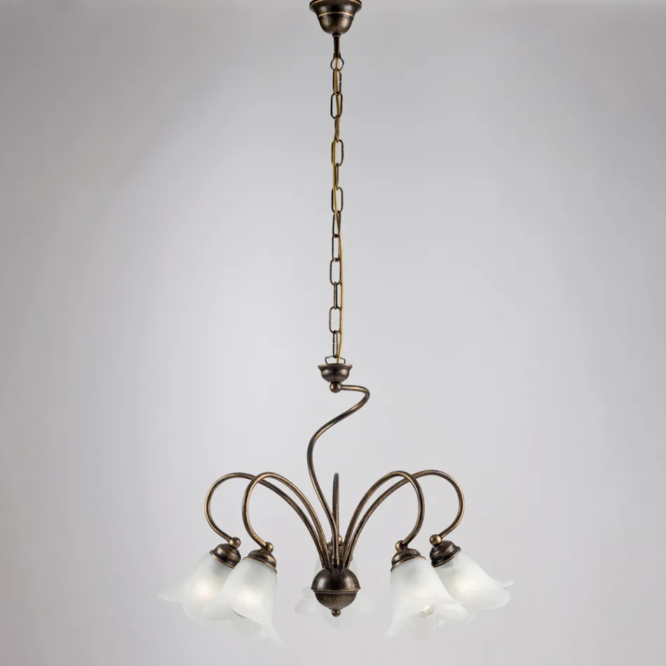 مصباح مصنوع يدويًا من الزجاج والمعدن للمساحات الراقية - كوميتا Viadurini