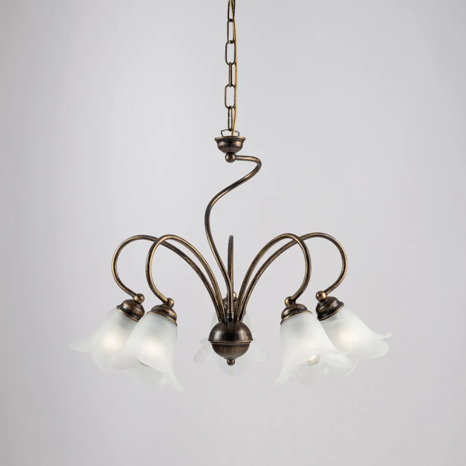 مصباح مصنوع يدويًا من الزجاج والمعدن للمساحات الراقية - كوميتا Viadurini