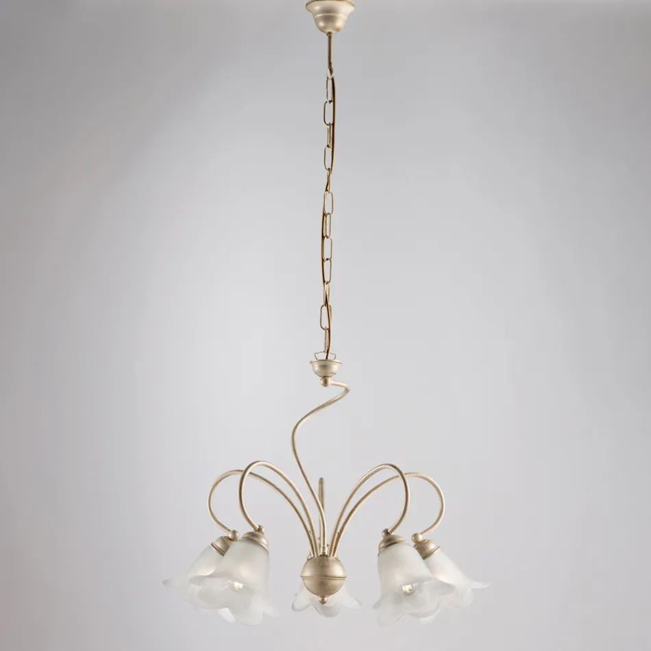 مصباح مصنوع يدويًا من الزجاج والمعدن للمساحات الراقية - كوميتا Viadurini