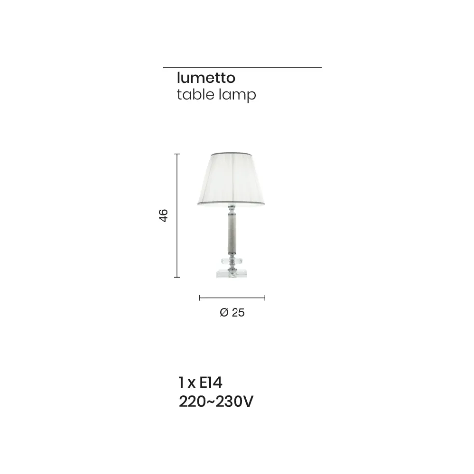 مصباح دعم كلاسيكي من المعدن الذهبي والكريستال وغطاء المصباح - Similo Viadurini