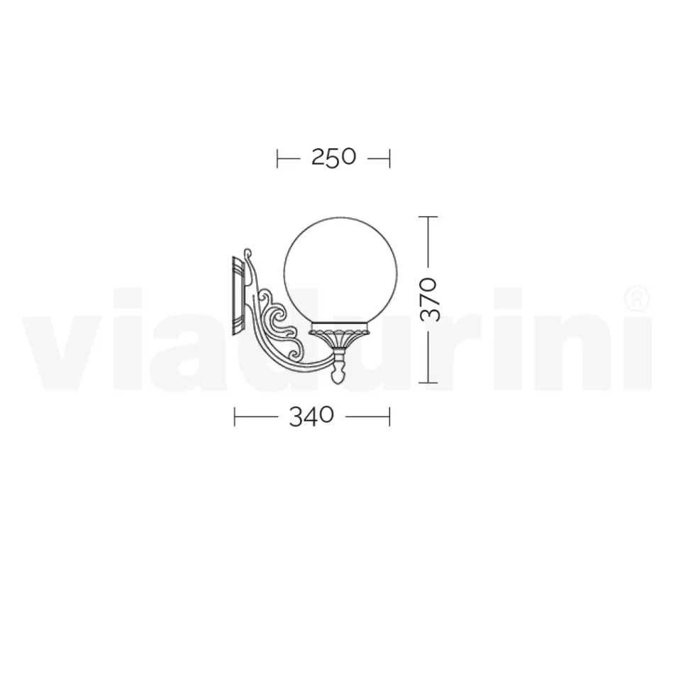 مصباح خارجي من الألومنيوم مع كرة أكريليك أوبال - تروفانثراسايت Viadurini