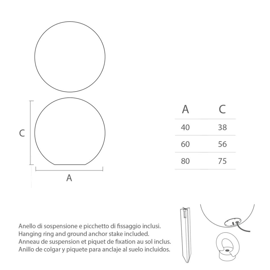 مصباح خارجي كروي من البولي إيثيلين الأبيض مصنوع في إيطاليا - نيليدا Viadurini