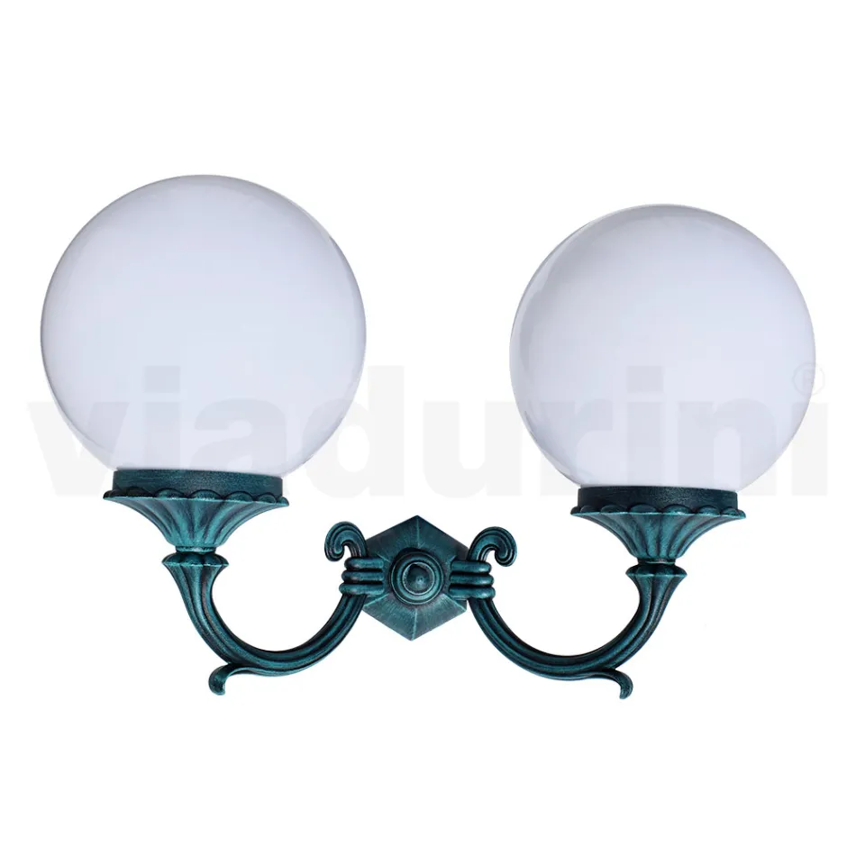 مصباح حديقة مع مصباحين أكريليك وهيكل من الألومنيوم - Trovanero Viadurini