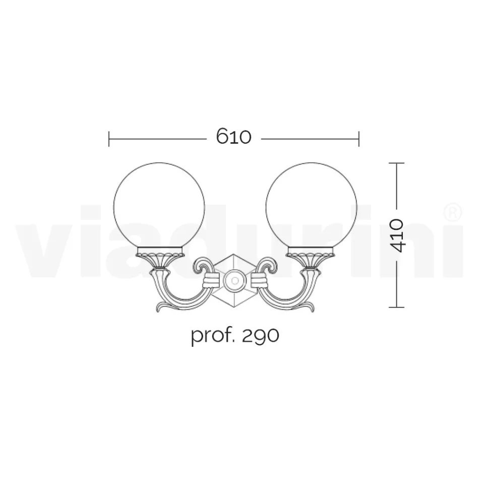 مصباح حديقة مع مصباحين أكريليك وهيكل من الألومنيوم - Trovanero Viadurini