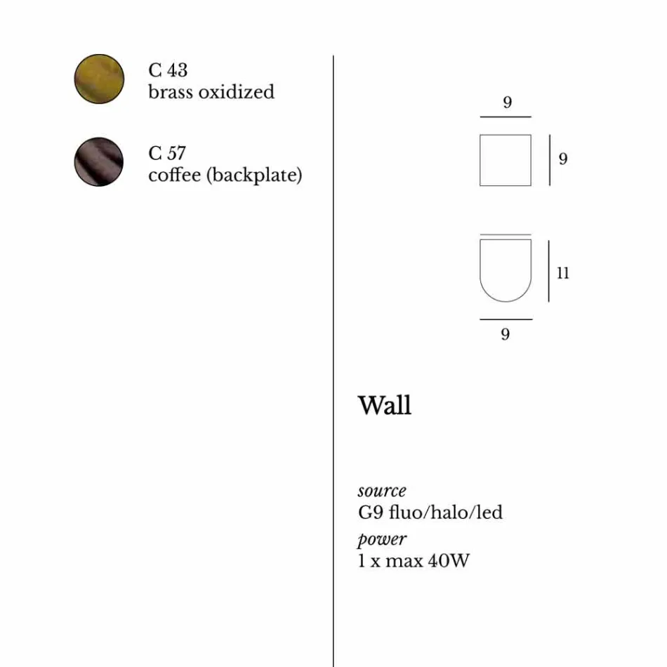 مصباح حائط حديث من النحاس والفولاذ، أبعاده 11×11×12 سم، من إنتاج بيرناديت Viadurini
