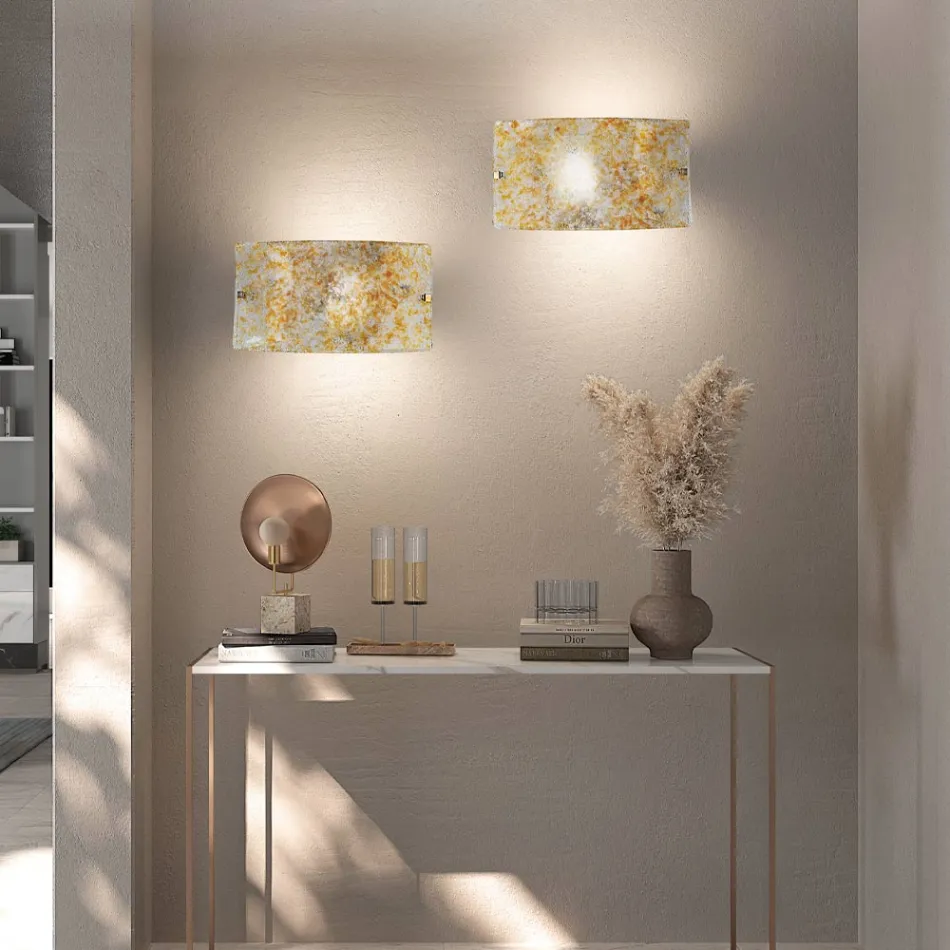 مصباح حائط مصنوع يدويًا من زجاج البندقية المنفوخ والمزخرف - ماري Viadurini