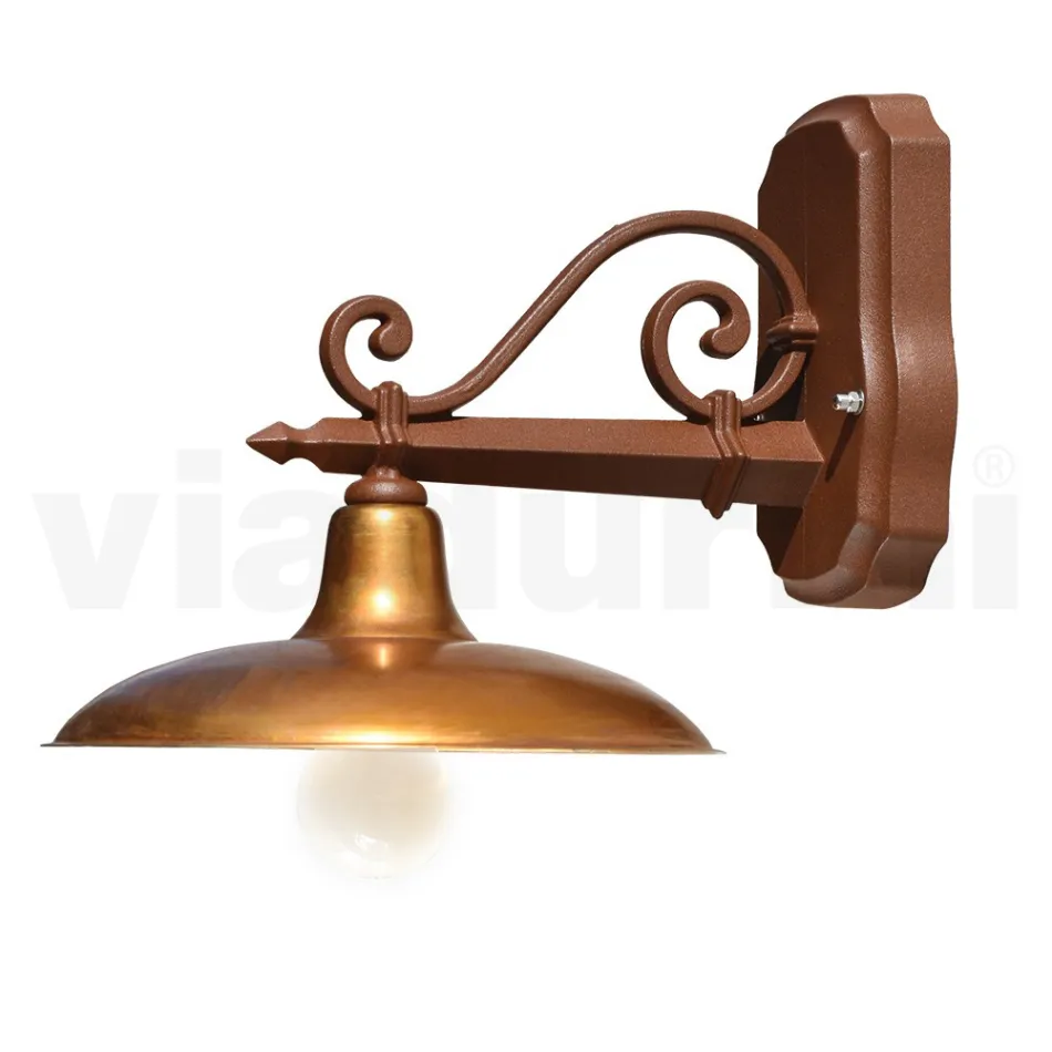 مصباح حائط خارجي مصنوع من الألومنيوم والنحاس، صنع في إيطاليا - أديلا Viadurini