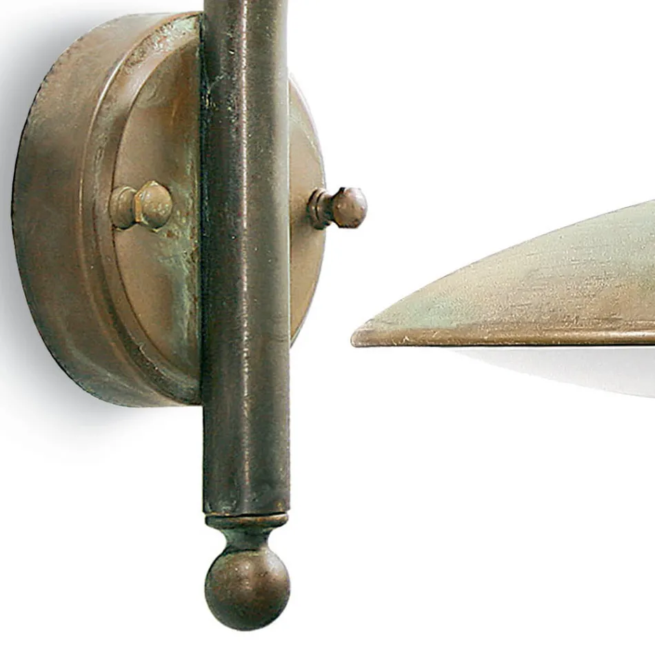 مصباح حائط خارجي عتيق من النحاس الأصفر والزجاج الشفاف - تنين Viadurini