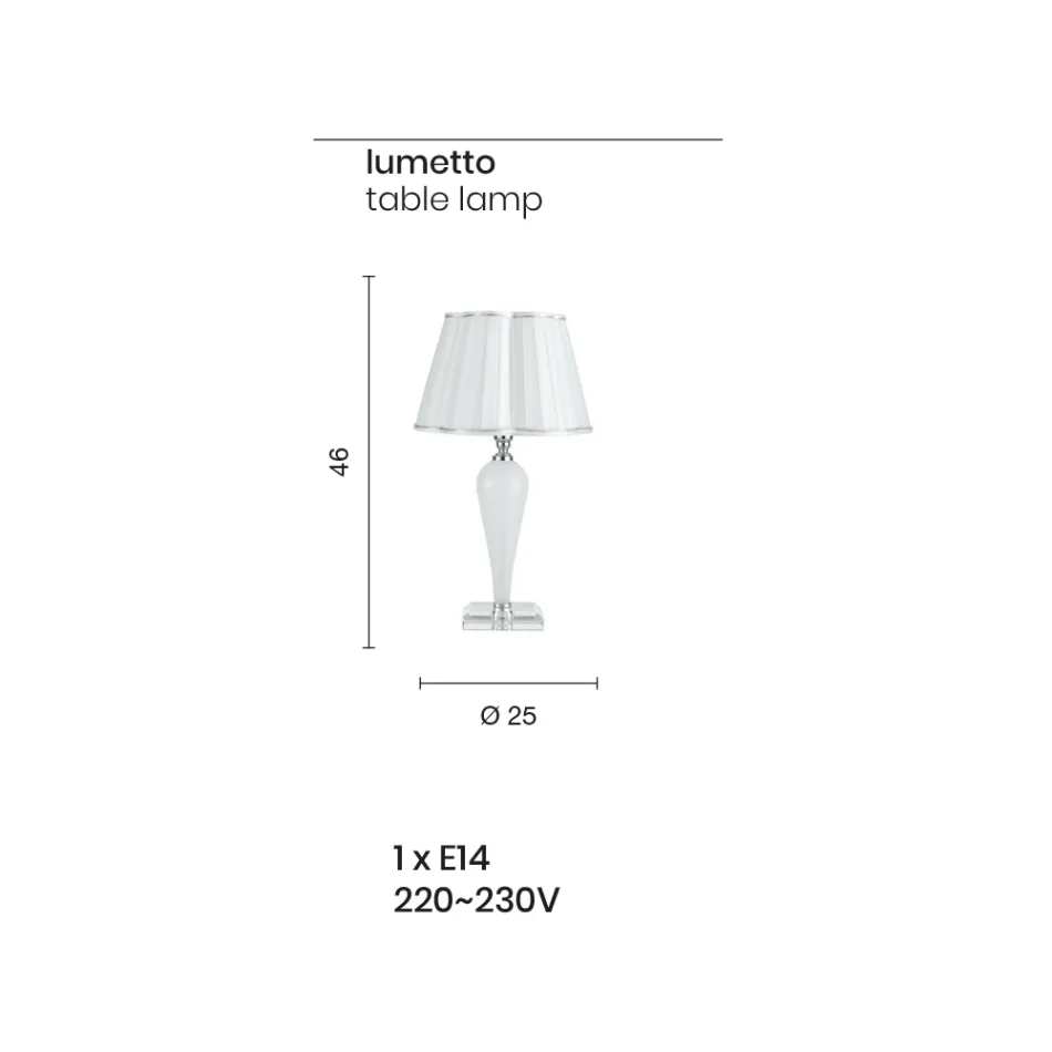 مصباح طاولة كلاسيكي مصنوع يدويًا من الزجاج والكريستال - ماريانجيلا Viadurini