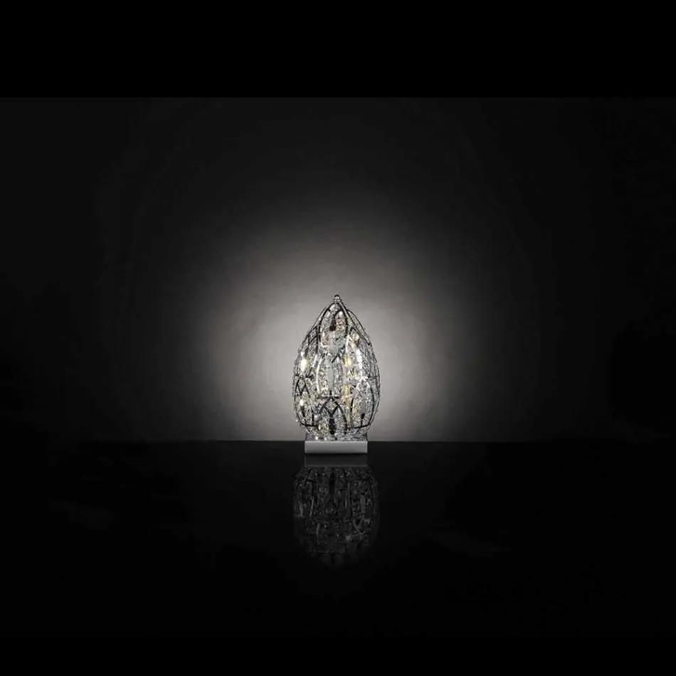 مصباح طاولة بتصميم بيضة على شكل بيضة من الكريستال والفولاذ Viadurini