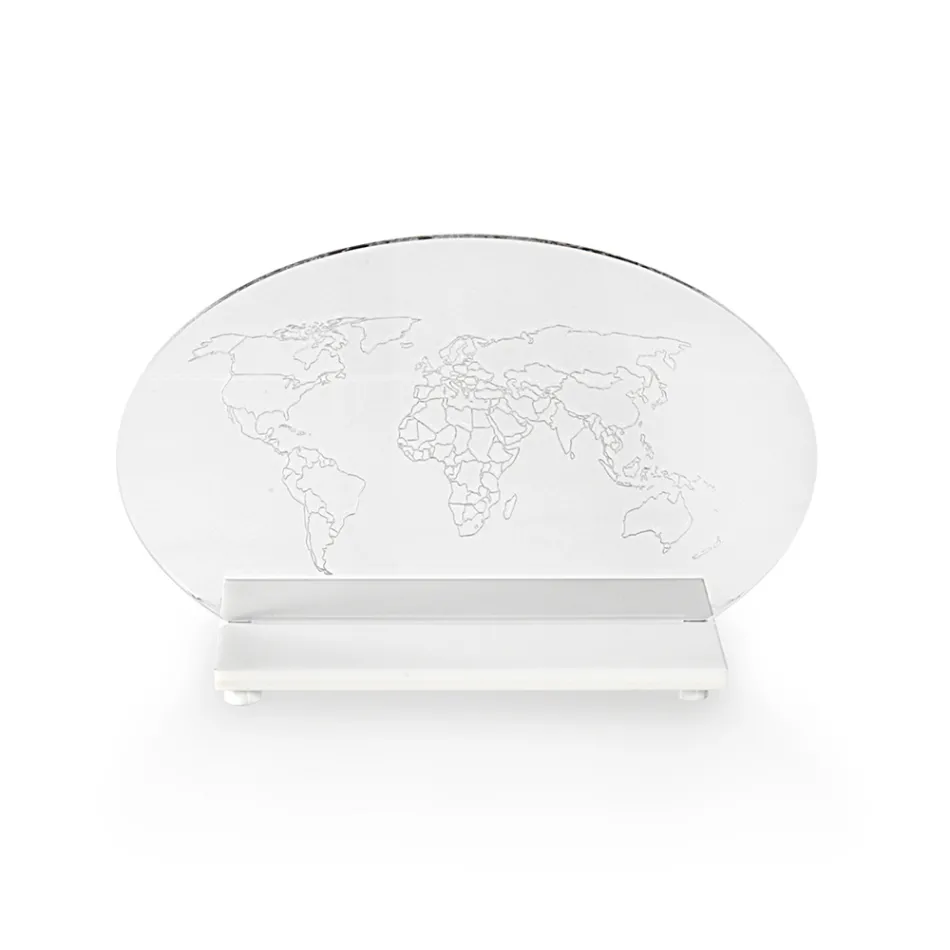 مصباح طاولة من البليكسيجلاس يعمل بتقنية LED، صنع في إيطاليا - رابونزل Viadurini