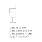 مصباح طاولة من الزجاج المنفوخ يدويًا بلون البندقية والمعدن - ساتومي Viadurini