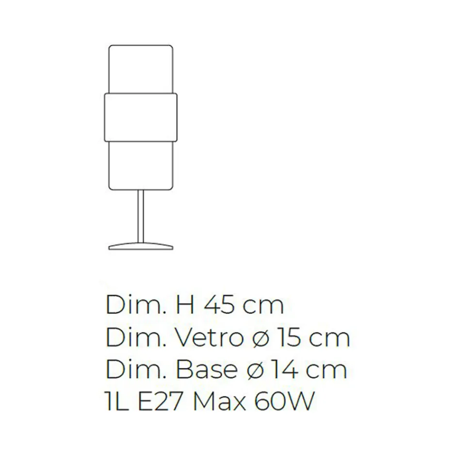 مصباح طاولة من الزجاج المنفوخ يدويًا بلون البندقية والمعدن - ساتومي Viadurini