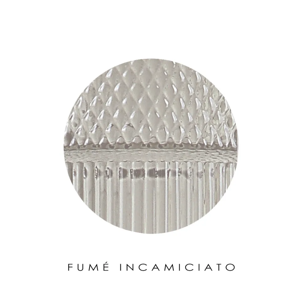 مصباح طاولة من الزجاج المنفوخ يدويًا بلون البندقية والمعدن - ساتومي Viadurini