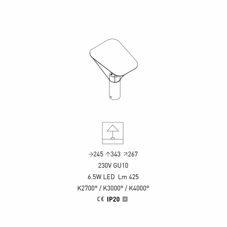 مصباح طاولة عصري من الراتنج والقطن الأبيض، صنع في إيطاليا - فييرا Viadurini