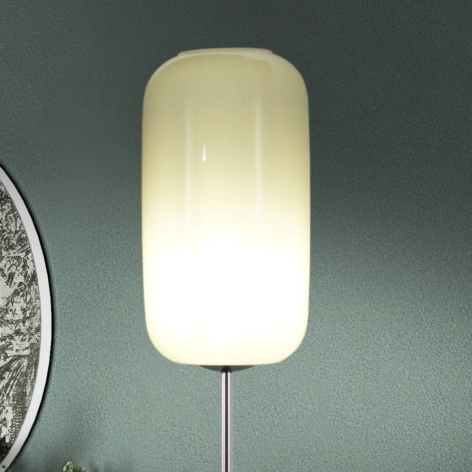 مصباح أرضي من الزجاج الفينيسي المنفوخ يدويًا - من الخيزران Viadurini