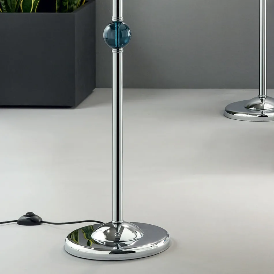 مصباح أرضي كلاسيكي من الزجاج الإيطالي الحرفي مع غطاء المصباح - Memore Viadurini