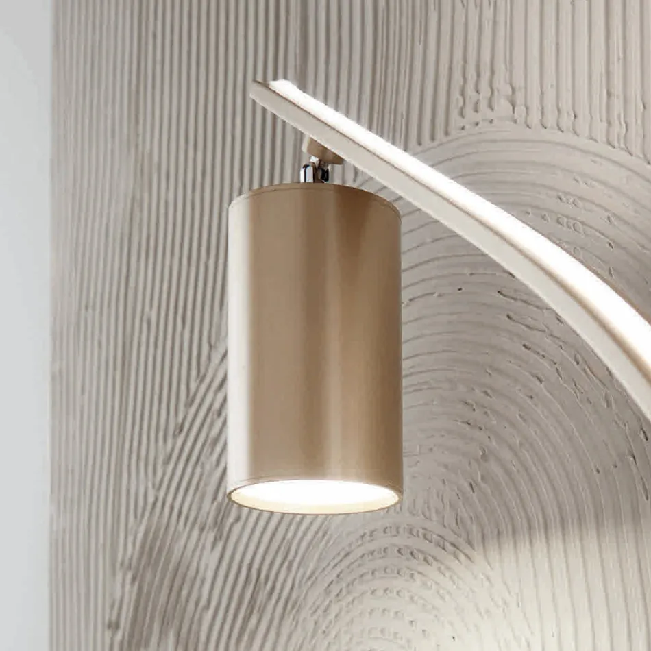 مصباح أرضي مع ضوء كشاف قابل للتعديل وضوء ثانٍ في الخلف - كافور Viadurini