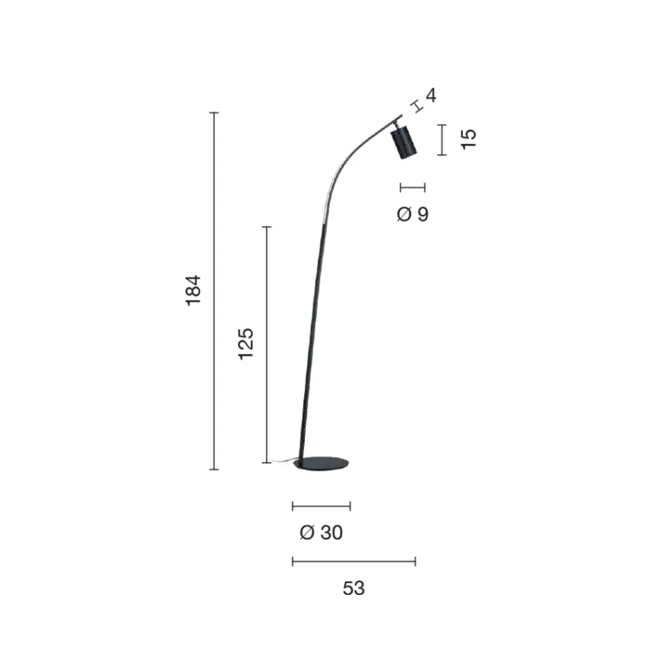 مصباح أرضي مع ضوء كشاف قابل للتعديل وضوء ثانٍ في الخلف - كافور Viadurini