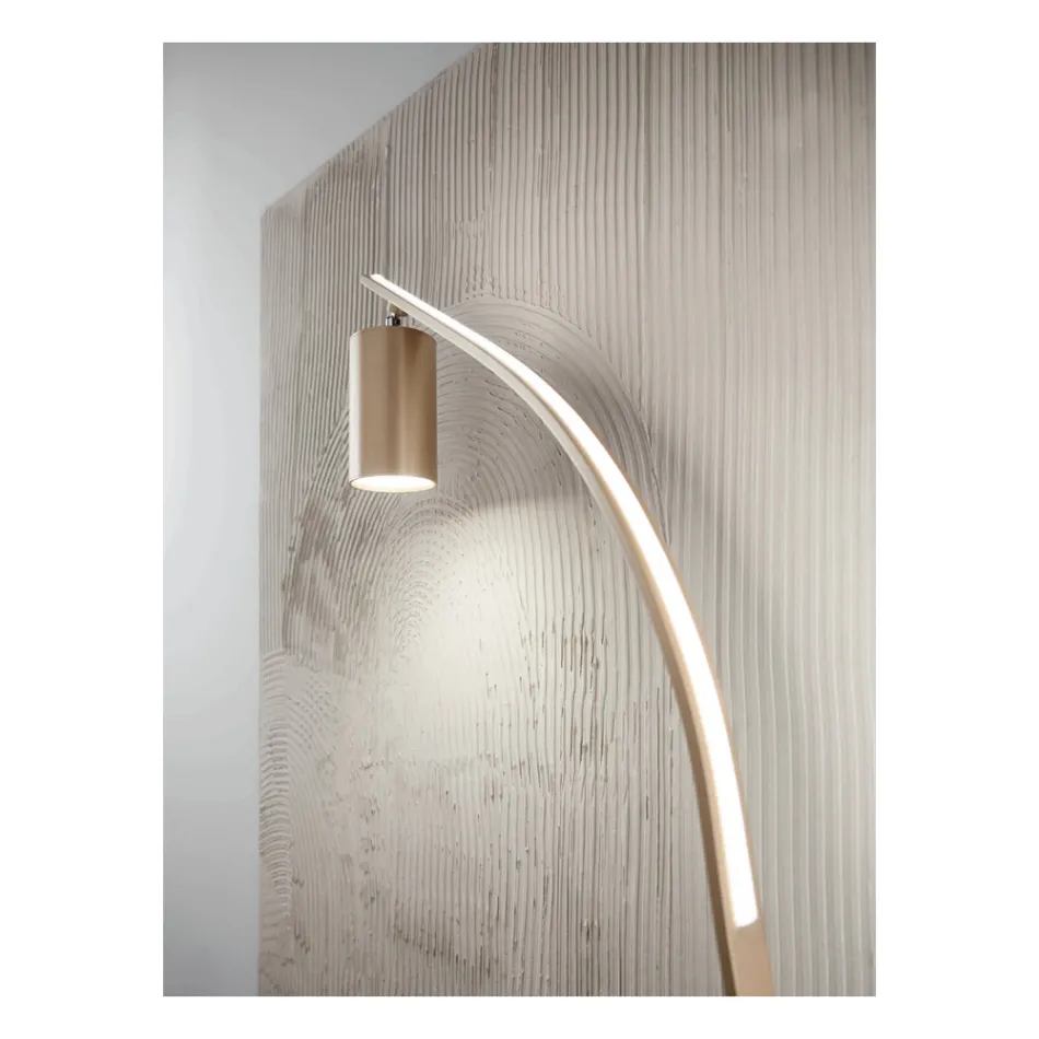 مصباح أرضي مع ضوء كشاف قابل للتعديل وضوء ثانٍ في الخلف - كافور Viadurini