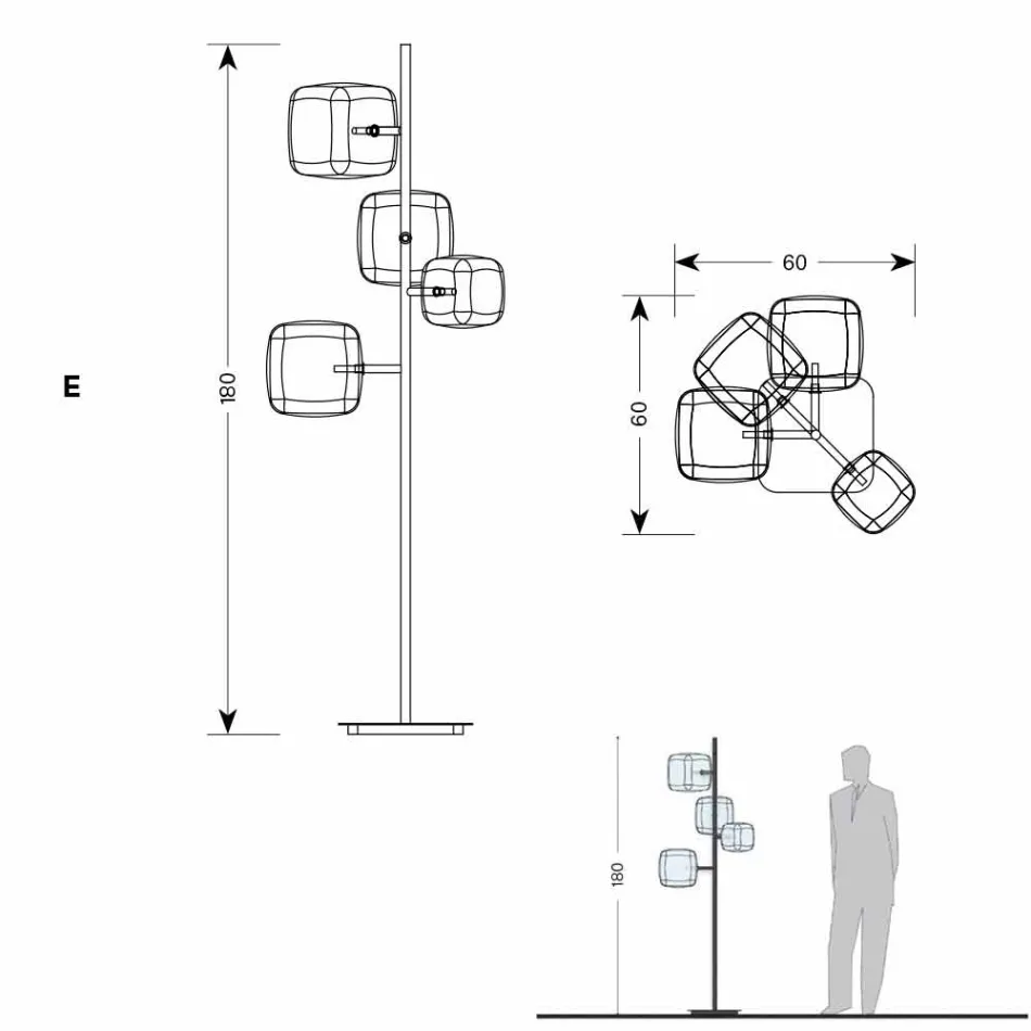 مصباح أرضي بتصميم هيكل معدني لامع مصنوع في إيطاليا - دوناتينا Viadurini