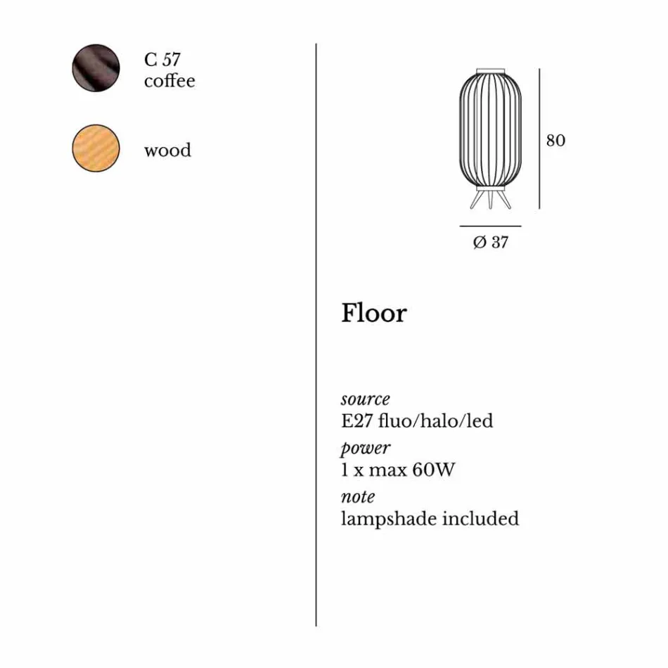 مصباح أرضي بتصميم عصري مصنوع من الفولاذ Ø37xh80 سم Fanny Viadurini