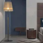 مصباح أرضي بتصميم معدني وخشبي وأورجانزا، صنع في إيطاليا - بوم Viadurini