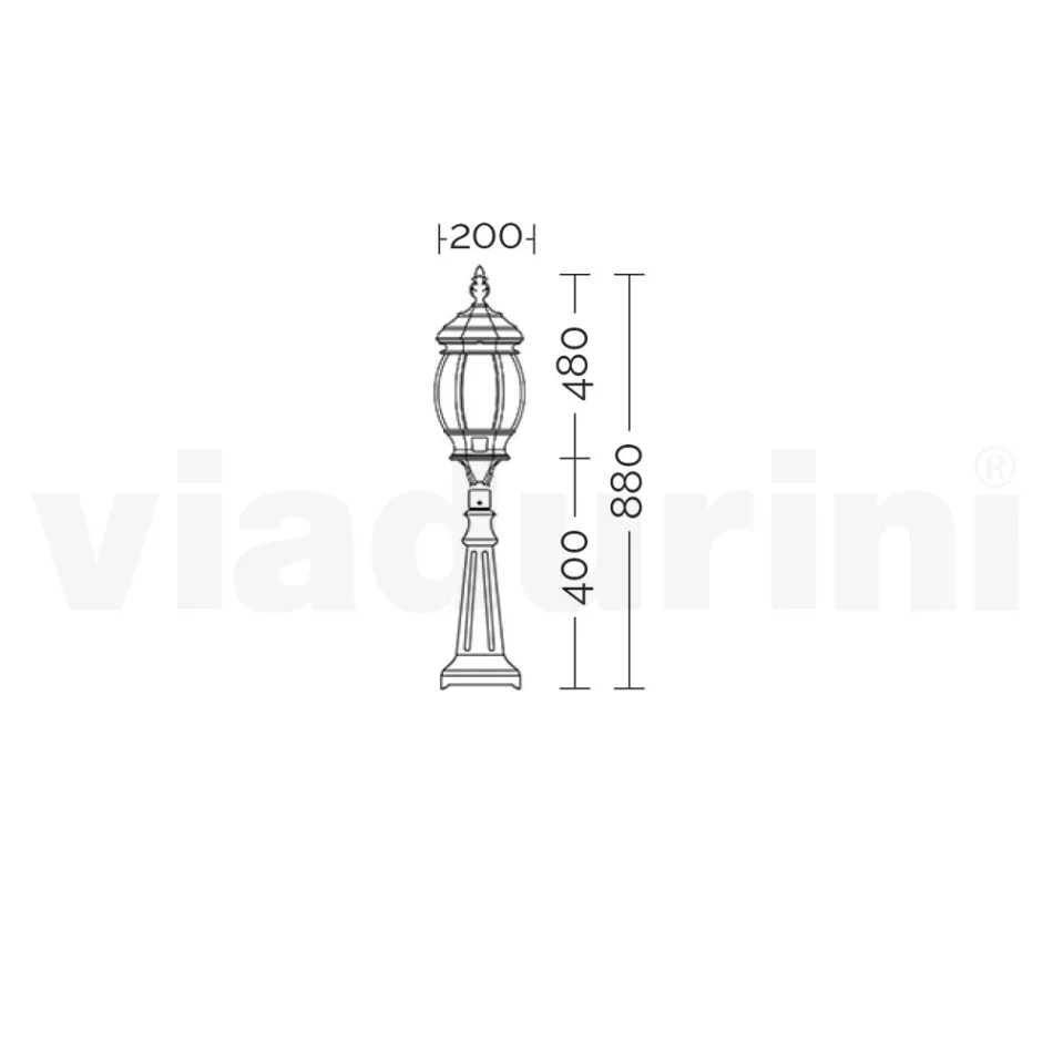 مصباح أرضي خارجي على الطراز العتيق مصنوع من الألومنيوم في إيطاليا - ليونا Viadurini