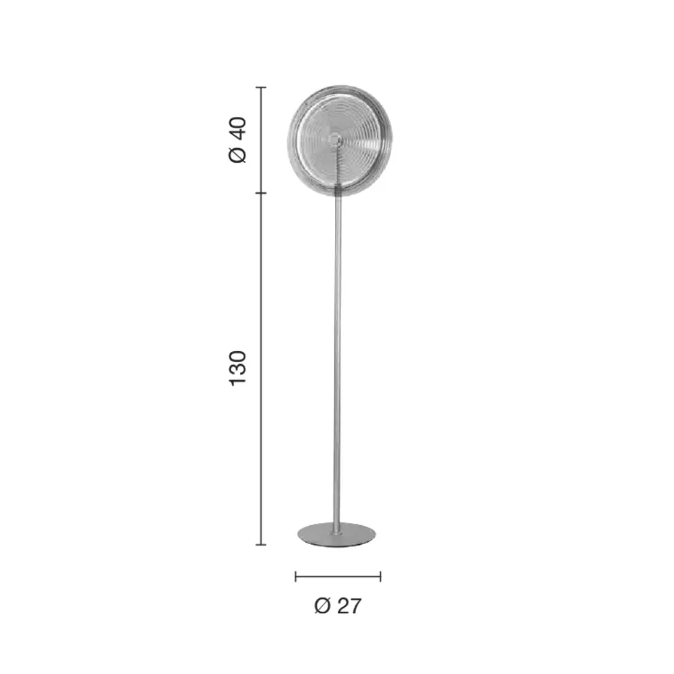مصباح أرضي من المعدن والزجاج مزين بخطوط متحدة المركز - هاكبيري Viadurini