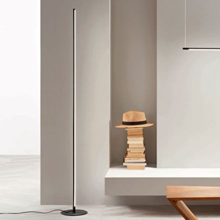 مصباح أرضي من المعدن المطلي باللون الأسود مع إضاءة ليد - برتقالي Viadurini