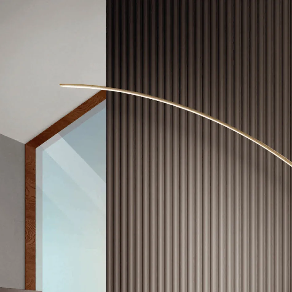 مصباح أرضي معدني مطلي بألوان مختلفة وإضاءة LED قابلة للتعتيم - خشب القيقب Viadurini