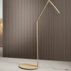 مصباح أرضي معدني مطلي بألوان مختلفة وإضاءة LED قابلة للتعتيم - خشب القيقب Viadurini