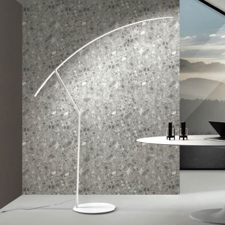 مصباح أرضي معدني مطلي بألوان مختلفة وإضاءة LED قابلة للتعتيم - خشب القيقب Viadurini