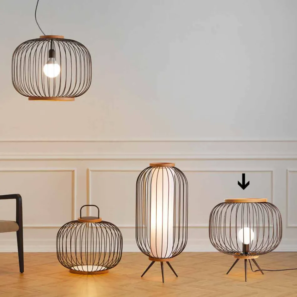 مصباح أرضي بتصميم عصري من الفولاذ Ø48xh.52 سم Leira Viadurini