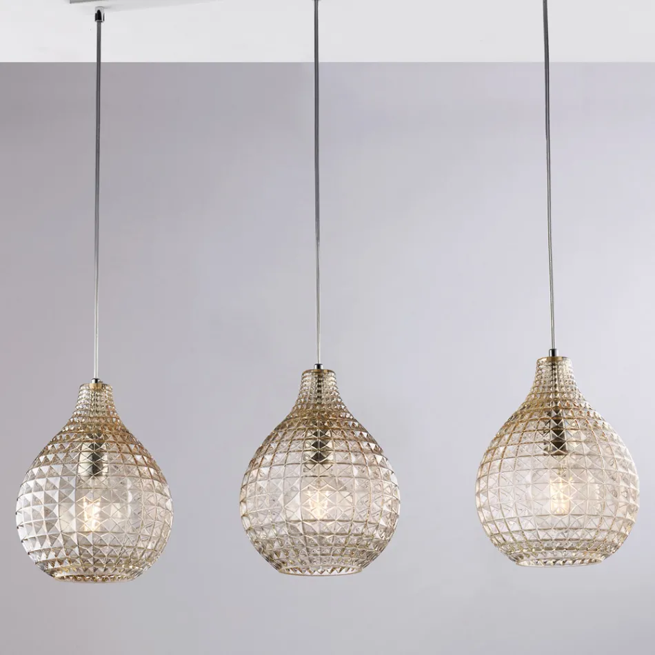 مصباح أنيق من الزجاج والمعدن، صنع في إيطاليا، للديكورات الداخلية الراقية - أطلس Viadurini