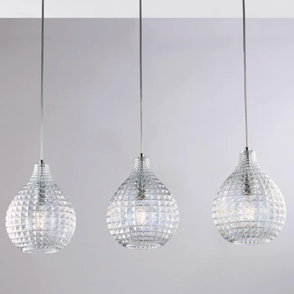 مصباح أنيق من الزجاج والمعدن، صنع في إيطاليا، للديكورات الداخلية الراقية - أطلس Viadurini