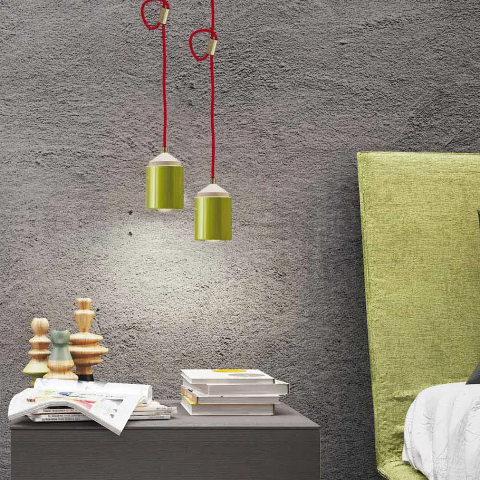 مصباح من خشب الزان والسيراميك المعلق صنع في إيطاليا آسيا Viadurini