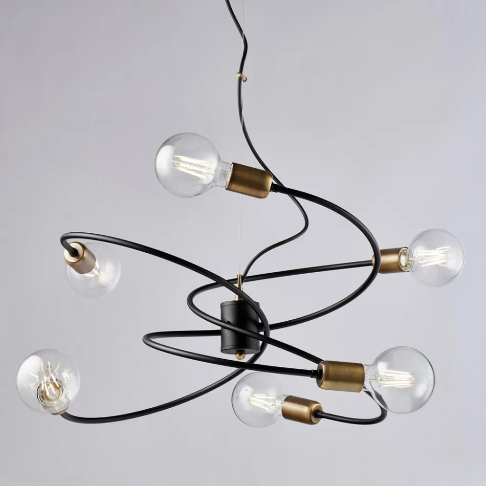 مصباح مصنوع في إيطاليا من الزجاج والمعدن للمساحات الراقية - فينيري Viadurini