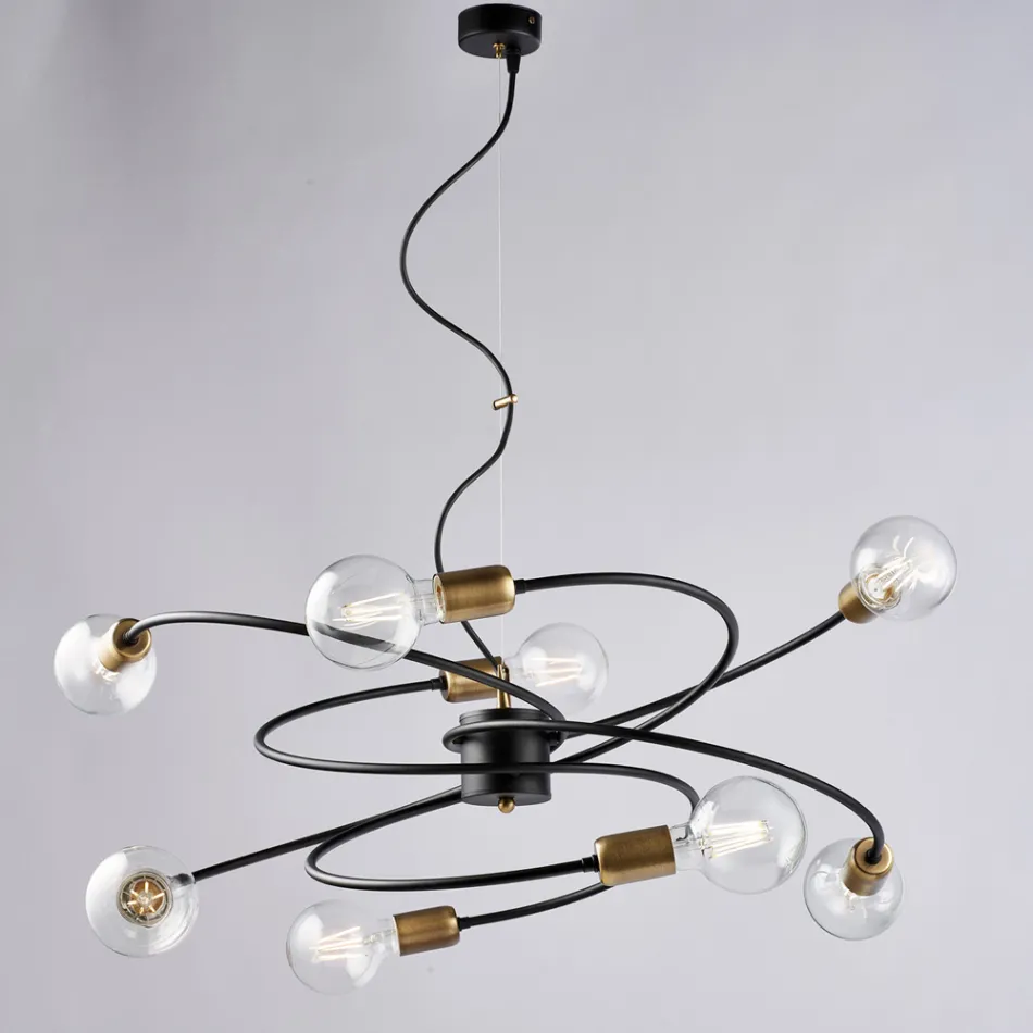 مصباح مصنوع في إيطاليا من الزجاج والمعدن للمساحات الراقية - فينيري Viadurini