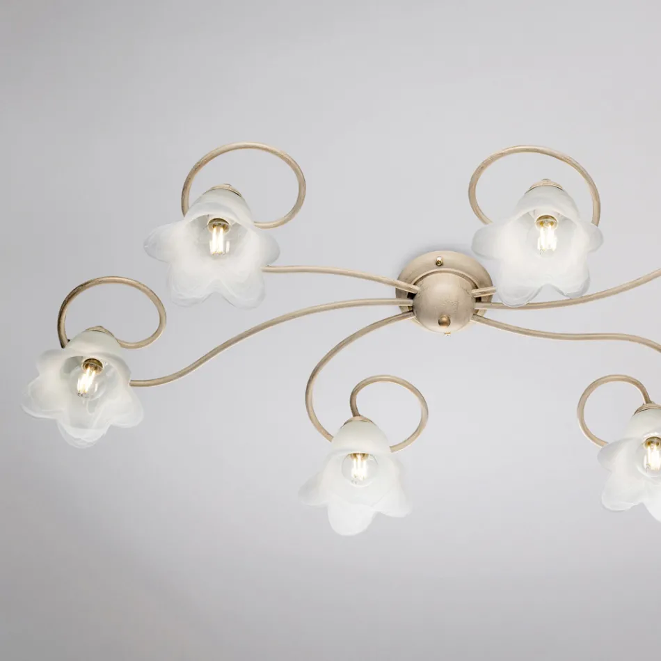 مصباح مصنوع في إيطاليا من الزجاج والمعدن، مناسب للديكورات الداخلية الراقية – كوميتا Viadurini