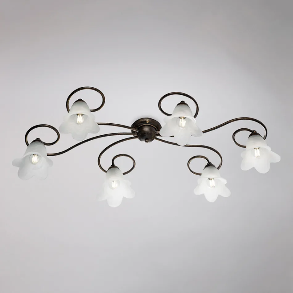 مصباح مصنوع في إيطاليا من الزجاج والمعدن، مناسب للديكورات الداخلية الراقية – كوميتا Viadurini