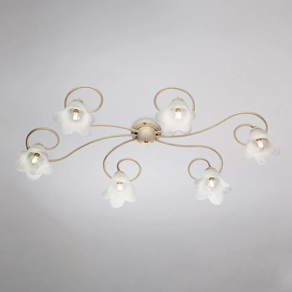 مصباح مصنوع في إيطاليا من الزجاج والمعدن، مناسب للديكورات الداخلية الراقية – كوميتا Viadurini