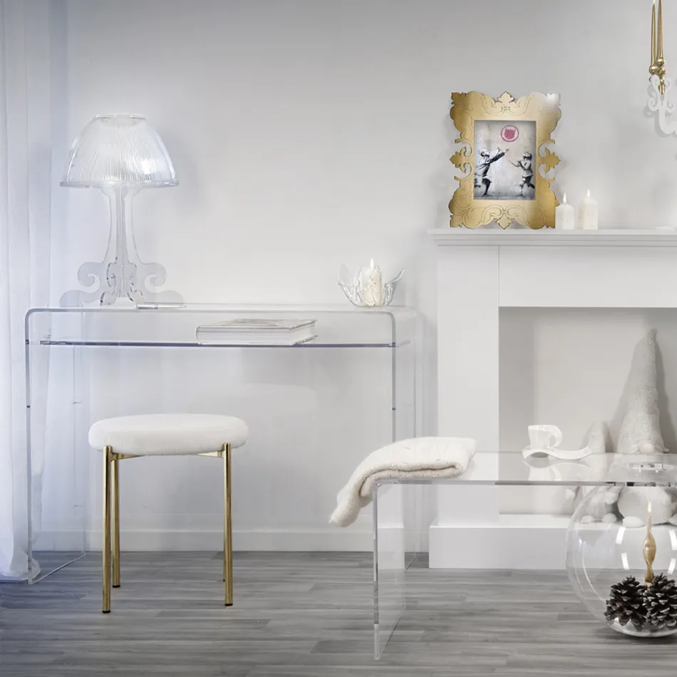 مصباح طاولة LED من زجاج شبكي شفاف، صنع في إيطاليا - أوديت Viadurini