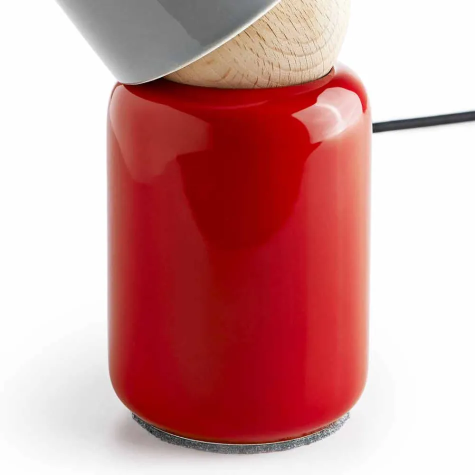 مصباح طاولة عصري مصنوع من السيراميك وخشب الزان صنع في إيطاليا آسيا Viadurini