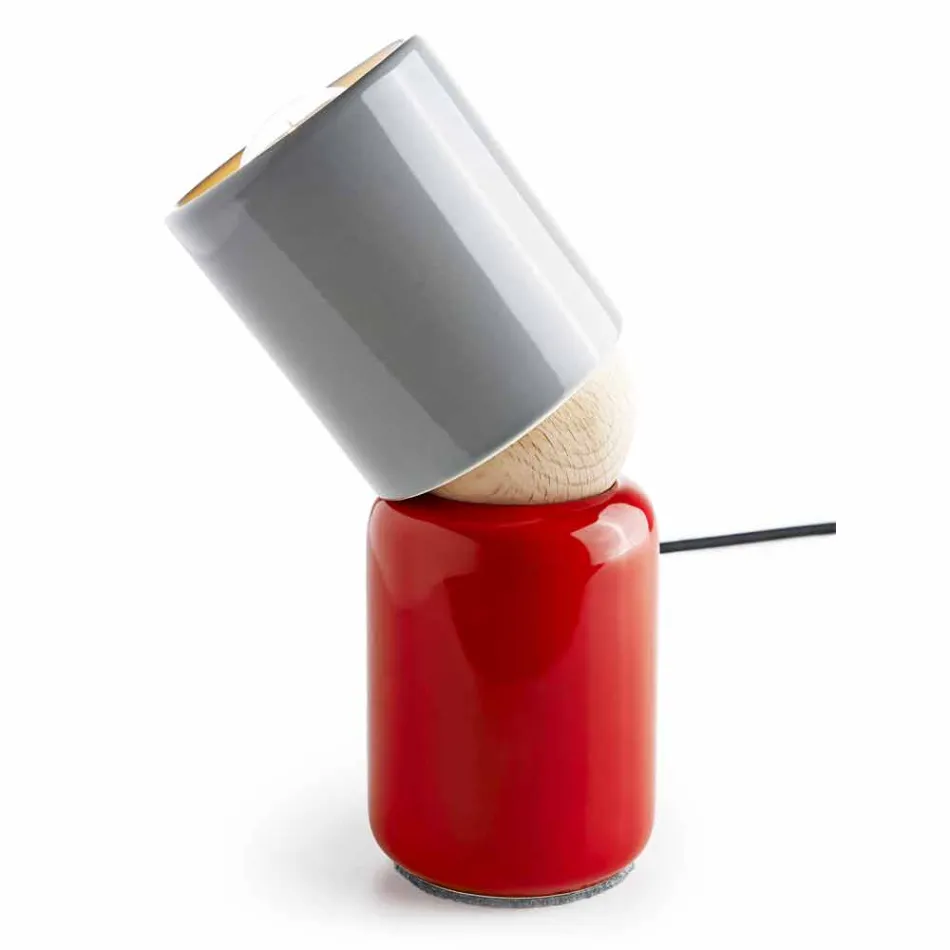 مصباح طاولة عصري مصنوع من السيراميك وخشب الزان صنع في إيطاليا آسيا Viadurini