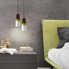 مصباح معلق حديث من النحاس والسيراميك صنع في إيطاليا آسيا Viadurini