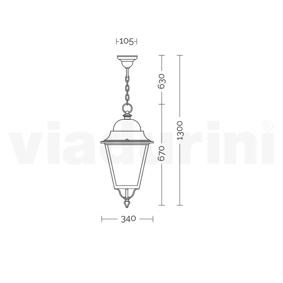 مصباح تعليق خارجي من الألومنيوم والزجاج صنع في إيطاليا - بوناريا Viadurini