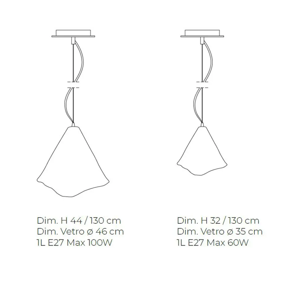مصباح معلق مصنوع يدويًا من زجاج البندقية المنفوخ 35 46 سم - ماري Viadurini