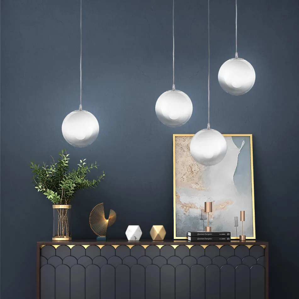 مصباح معلق مصنوع يدويًا من زجاج البندقية المنفوخ - نوفا Viadurini