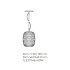 مصباح معلق مصنوع يدويًا من زجاج البندقية المنفوخ - كلوي بالوتون Viadurini